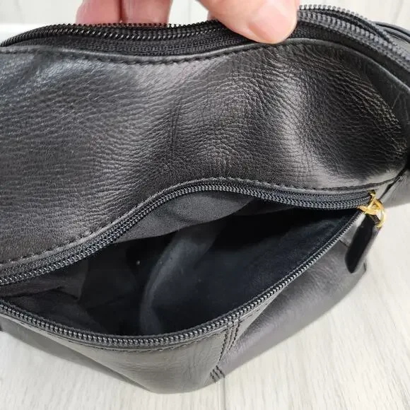 St. John’s Bay Black Leather Hobo Shoulder Bag Satchel Work Office Purse FLAWED - Picture 7 of 16